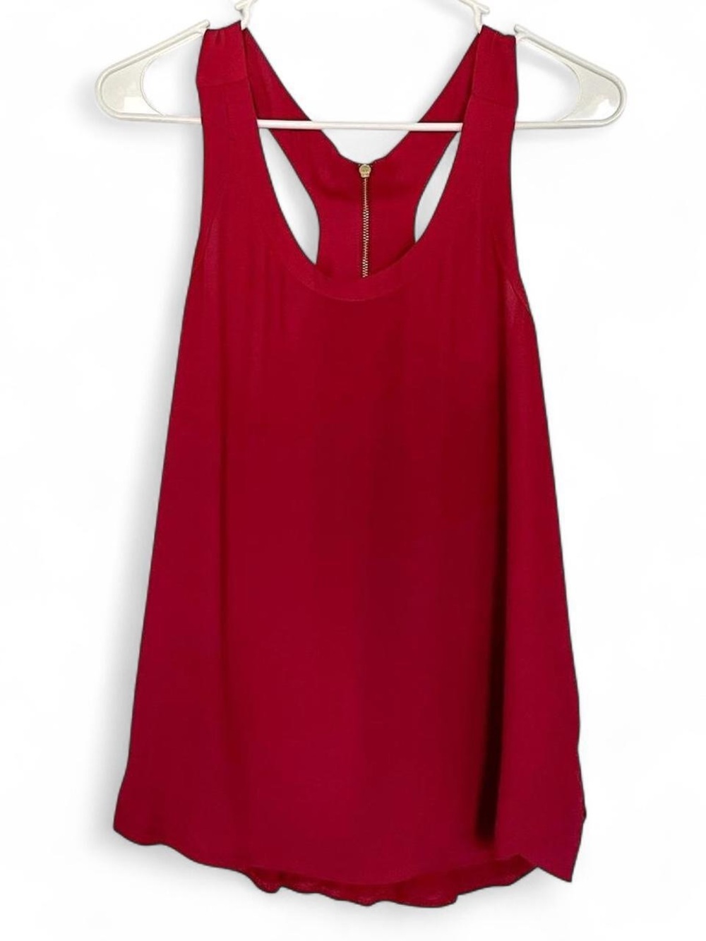 Express Racerback Zip Up Tank Top Blouse - Red